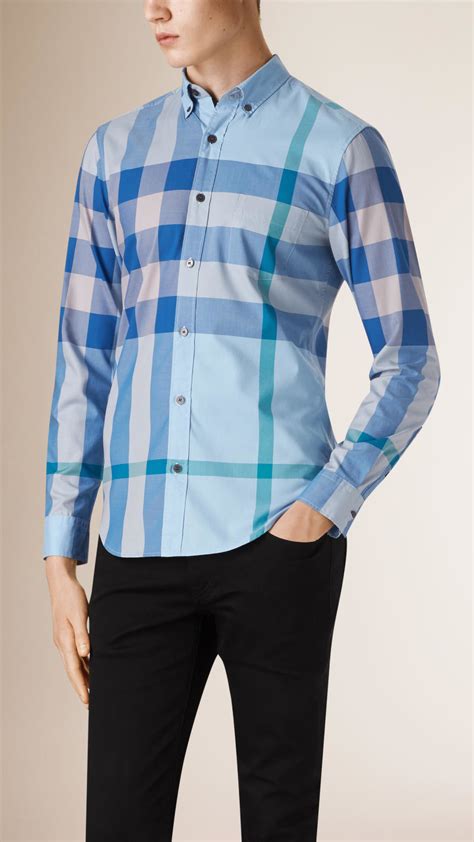 men burberry blue shirt|men's burberry shirts on sale.